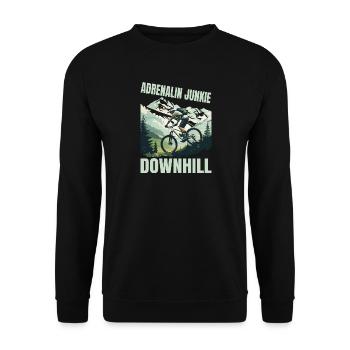 Adrenalin Junkie - MTB Downhill - Unisex Pullover - Schwarz - Vorne - Alina (178cm) & Michal (187cm)