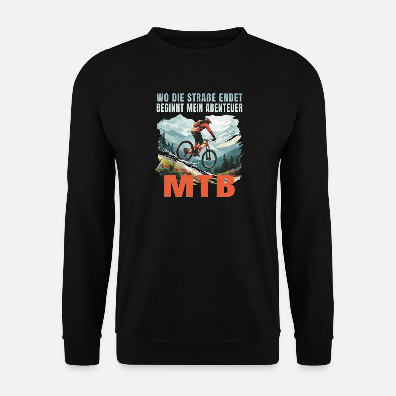 MTB: Wo die Straße endet beginnt mein Abenteuer - Unisex Pullover - Schwarz