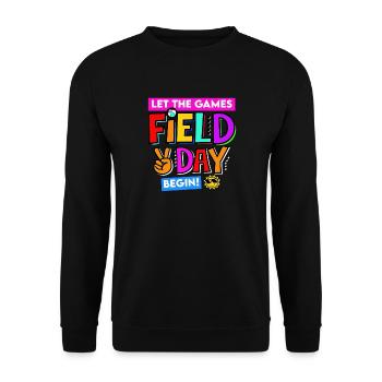 School Field Days Let the Games Begin Teacher 2024 - Unisex Sweatshirt - black - Front - Alina (178cm) & Michal (187cm)