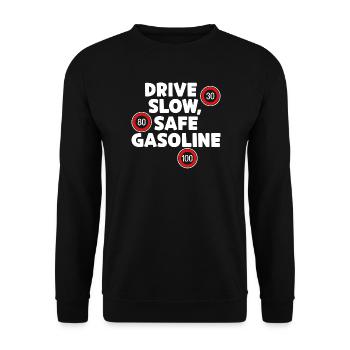 Gasoline Fuel Pump Energy Storage Refueling Statement - Unisex Sweatshirt - black - Front - Alina (178cm) & Michal (187cm)