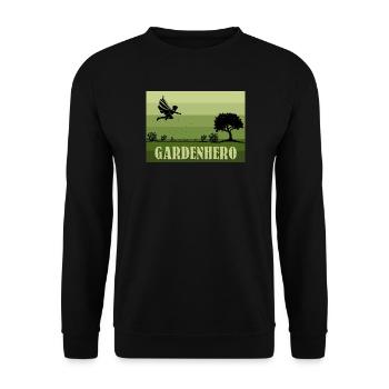 Rétro/Vintage Héros de jardin masculin - Sweat-shirt Unisexe - noir - Devant - Alina (178cm) & Michal (187cm)