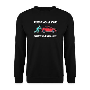 Auto Benzin Statement Tankstelle Tanken Zapfsäule - Unisex Pullover - Schwarz - Vorne - Alina (178cm) & Michal (187cm)
