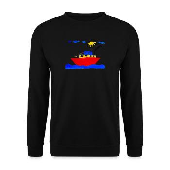 Feriendampfer - Unisex Pullover - Schwarz - Vorne - Alina (178cm) & Michal (187cm)