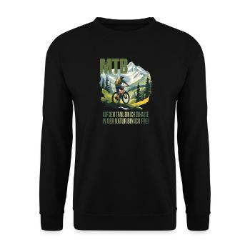 Auf dem Trail bin ich Zuhause in der Natur ... - Unisex Pullover - Schwarz - Vorne - Alina (178cm) & Michal (187cm)