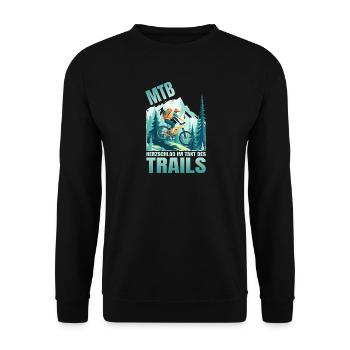 Herzschlag im Takt des Trails - Unisex Pullover - Schwarz - Vorne - Alina (178cm) & Michal (187cm)