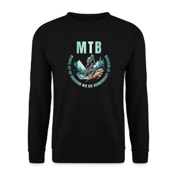 MTB: Nichts ist so erhebend wie die Schwerkraft... - Unisex Pullover - Schwarz - Vorne - Alina (178cm) & Michal (187cm)