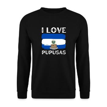 Ich liebe Pupusas Salvadoranische Küche - Unisex Pullover - Schwarz - Vorne - Alina (178cm) & Michal (187cm)