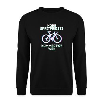 Tanken Statement Strom Elektrische Energie Fahrrad - Unisex Pullover - Schwarz - Vorne - Alina (178cm) & Michal (187cm)