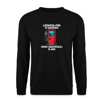 Elektrische Energie Statement Tanken Zapfsäule - Unisex Pullover - Schwarz - Vorne - Alina (178cm) & Michal (187cm)