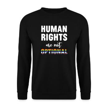 LGBT Pride Month - Menschenrechte sind nicht optional - Unisex Pullover - Schwarz - Vorne - Alina (178cm) & Michal (187cm)