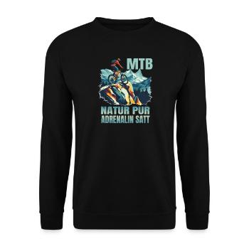MTB: Natur pur - Adrenalin satt - Unisex Pullover - Schwarz - Vorne - Alina (178cm) & Michal (187cm)
