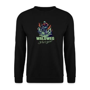MTB: Waldweg Heizer - Unisex Pullover - Schwarz - Vorne - Alina (178cm) & Michal (187cm)