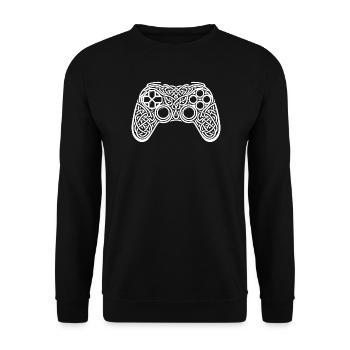 Gaming Controller keltisch Ornament Gamer Design - Unisex Pullover - Schwarz - Vorne - Alina (178cm) & Michal (187cm)