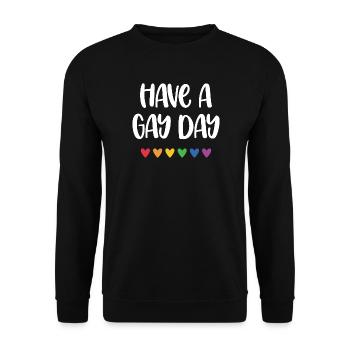LGBT Pride Month - Have a Gay Day - Unisex Pullover - Schwarz - Vorne - Alina (178cm) & Michal (187cm)