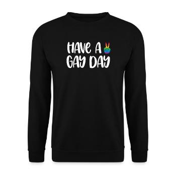 LGBT Pride Month - Have a Gay Day - Unisex Pullover - Schwarz - Vorne - Alina (178cm) & Michal (187cm)