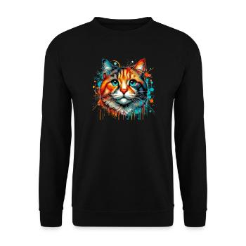 Cat - Unisex Sweatshirt - black - Front - Alina (178cm) & Michal (187cm)
