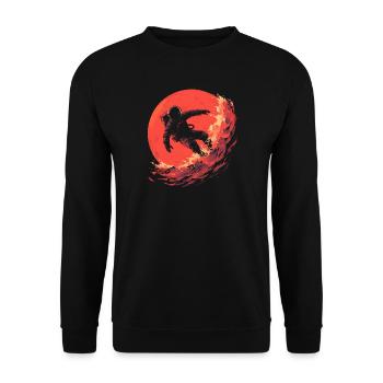 Astronaut Surfer - Unisex Pullover - Schwarz - Vorne - Alina (178cm) & Michal (187cm)