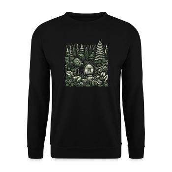 Vivre près de la nature avec une petite maison en forêt - Sweat-shirt Unisexe - noir - Devant - Alina (178cm) & Michal (187cm)