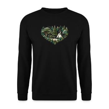 Living close to nature with a teepee tent in the forest - Unisex Sweatshirt - black - Front - Alina (178cm) & Michal (187cm)