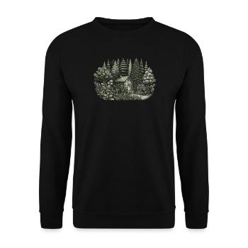 Vivre près de la nature avec une petite maison en forêt - Sweat-shirt Unisexe - noir - Devant - Alina (178cm) & Michal (187cm)