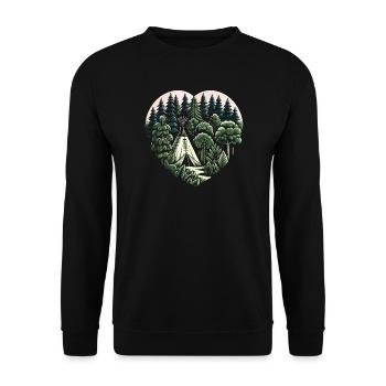 Living close to nature with a teepee tent in the forest - Unisex Sweatshirt - black - Front - Alina (178cm) & Michal (187cm)