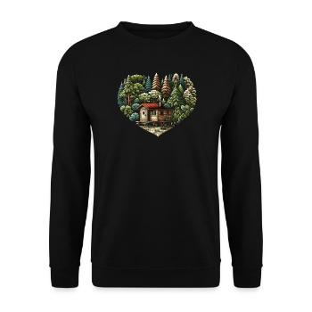 Vivre près de la nature avec une petite maison en forêt - Sweat-shirt Unisexe - noir - Devant - Alina (178cm) & Michal (187cm)