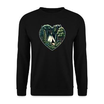 Living close to nature with a teepee tent in the forest - Unisex Sweatshirt - black - Front - Alina (178cm) & Michal (187cm)