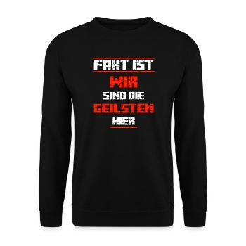 Wir sind die Geilsten hier Party Malle Bier Shirt - Unisex Pullover - Schwarz - Vorne - Alina (178cm) & Michal (187cm)