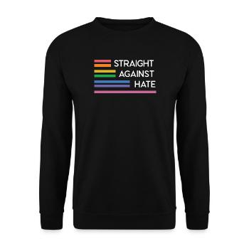 LGBT Pride Month - Straight Against Hate - Unisex Sweatshirt - black - Front - Alina (178cm) & Michal (187cm)