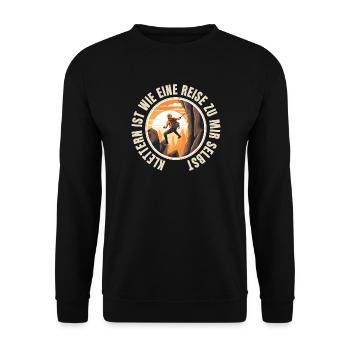 Klettern ist wie eine Reise zu mir selbst - Unisex Pullover - Schwarz - Vorne - Alina (178cm) & Michal (187cm)