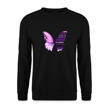 Demenzpfleger Schmetterling - Unisex Pullover - Schwarz - Vorne - Alina (178cm) & Michal (187cm)