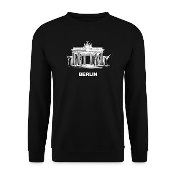 Berlin - Brandenburger Tor (weiß) - Unisex Pullover - Schwarz - Vorne - Alina (178cm) & Michal (187cm)
