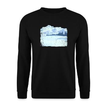 Mountain in snow with dirty effect - Unisex Sweatshirt - black - Front - Alina (178cm) & Michal (187cm)