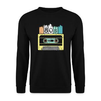 80s cassette retro vintage music icon graphic - Unisex Sweatshirt - black - Front - Alina (178cm) & Michal (187cm)