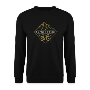 Rennrad Spruch Mehr brauche ich nicht Vintage - Unisex Pullover - Schwarz - Vorne - Alina (178cm) & Michal (187cm)