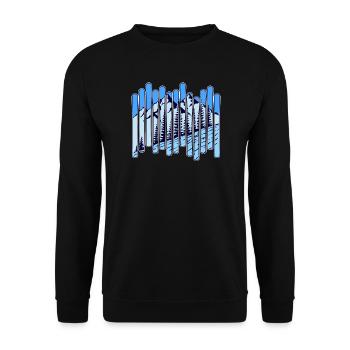 Eis Kalt Berg Wintersport Schifahren Skiurlaub - Unisex Pullover - Schwarz - Vorne - Alina (178cm) & Michal (187cm)