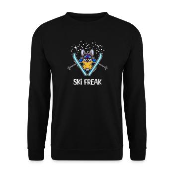 Schnee Wintersport Skifahrer Spruch Schifahren - Unisex Pullover - Schwarz - Vorne - Alina (178cm) & Michal (187cm)