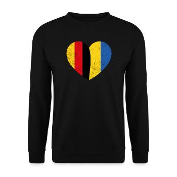 Deutschland Ukraine Herz - Unisex Pullover - Schwarz - Vorne - Alina (178cm) & Michal (187cm)