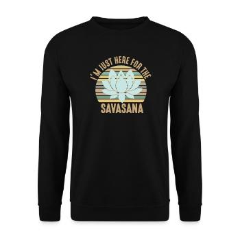 I'm Just Here For The Savasana Cool Yoga Retro - Unisex Pullover - Schwarz - Vorne - Alina (178cm) & Michal (187cm)