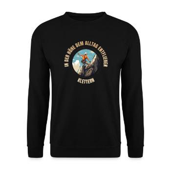 In der Höhe dem Alltag entfliehen - Unisex Pullover - Schwarz - Vorne - Alina (178cm) & Michal (187cm)