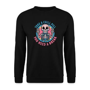 Squelette de la pilule du calme, - Sweat-shirt Unisexe - noir - Devant - Alina (178cm) & Michal (187cm)