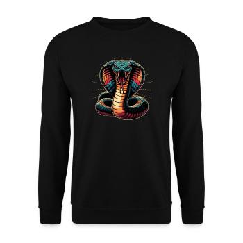 dynamic and colorful Cobra snake motif - Unisex Sweatshirt - black - Front - Alina (178cm) & Michal (187cm)