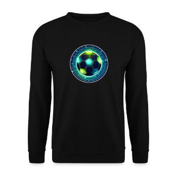 Neon Fußball Emblem mit Sternenring - Unisex Pullover - Schwarz - Vorne - Alina (178cm) & Michal (187cm)