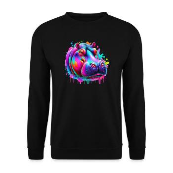 Hippopotame - Sweat-shirt Unisexe - noir - Devant - Alina (178cm) & Michal (187cm)