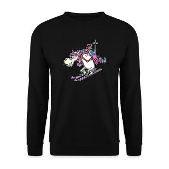 Eishockey Wintersport Schifahren Winter Skifahrer - Unisex Pullover - Schwarz - Vorne - Alina (178cm) & Michal (187cm)
