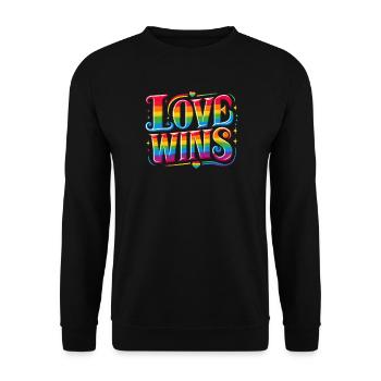 LIEBE GEWINNT: Feiere Stolz und Einheit - Unisex Pullover - Schwarz - Vorne - Alina (178cm) & Michal (187cm)