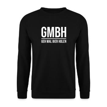 GmbH Geh mal Bier holen - Unisex Pullover - Schwarz - Vorne - Alina (178cm) & Michal (187cm)