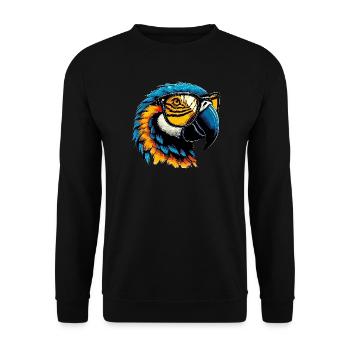 Papagei mit Brille - Unisex Pullover - Schwarz - Vorne - Alina (178cm) & Michal (187cm)