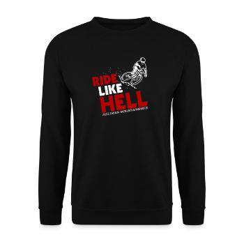 Mountainbike Downhill Spruch Ride Like Hell  - Unisex Pullover - Schwarz - Vorne - Alina (178cm) & Michal (187cm)