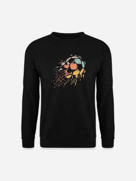 retro Fußball Ball zerfetzt vintage Farben Symbol - Unisex Pullover - Schwarz